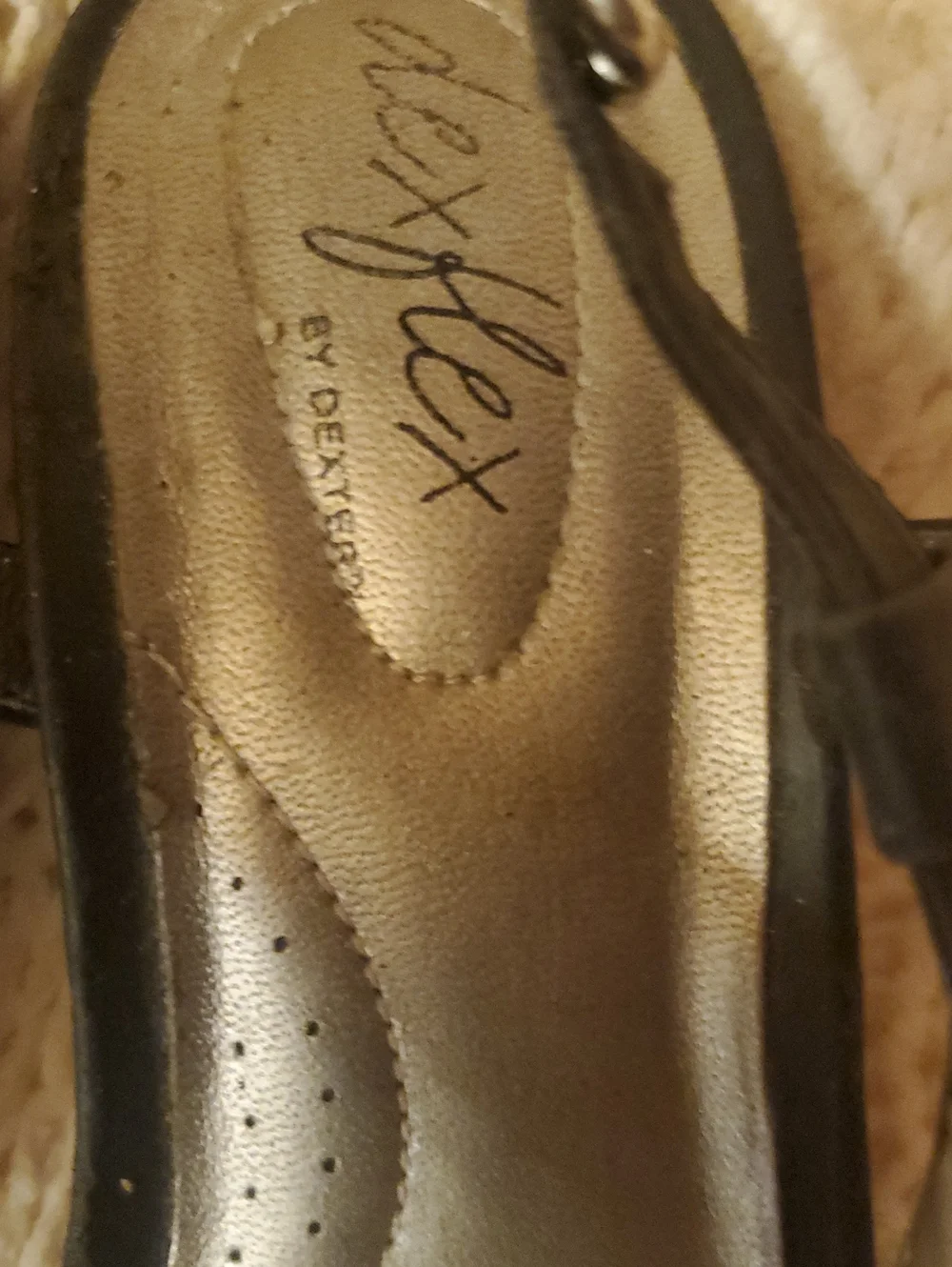 dexflex comfort Black Wedge Sandals with Stud Accents